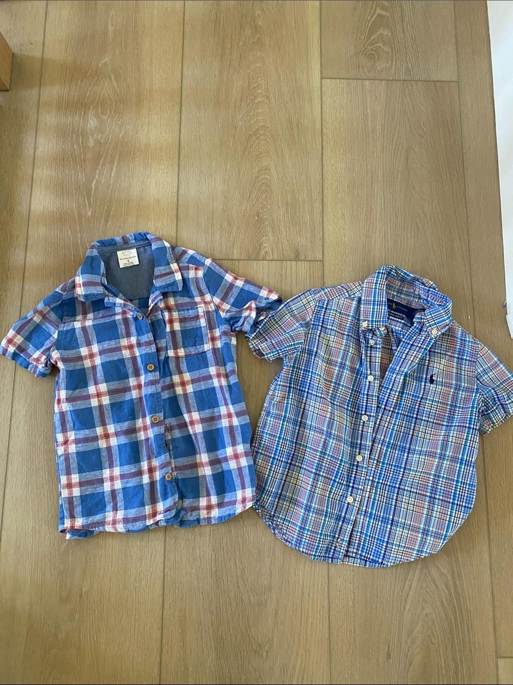 Polo by Ralph Lauren Blue & White Plaid Short-Sleeve Button-Down Shirt